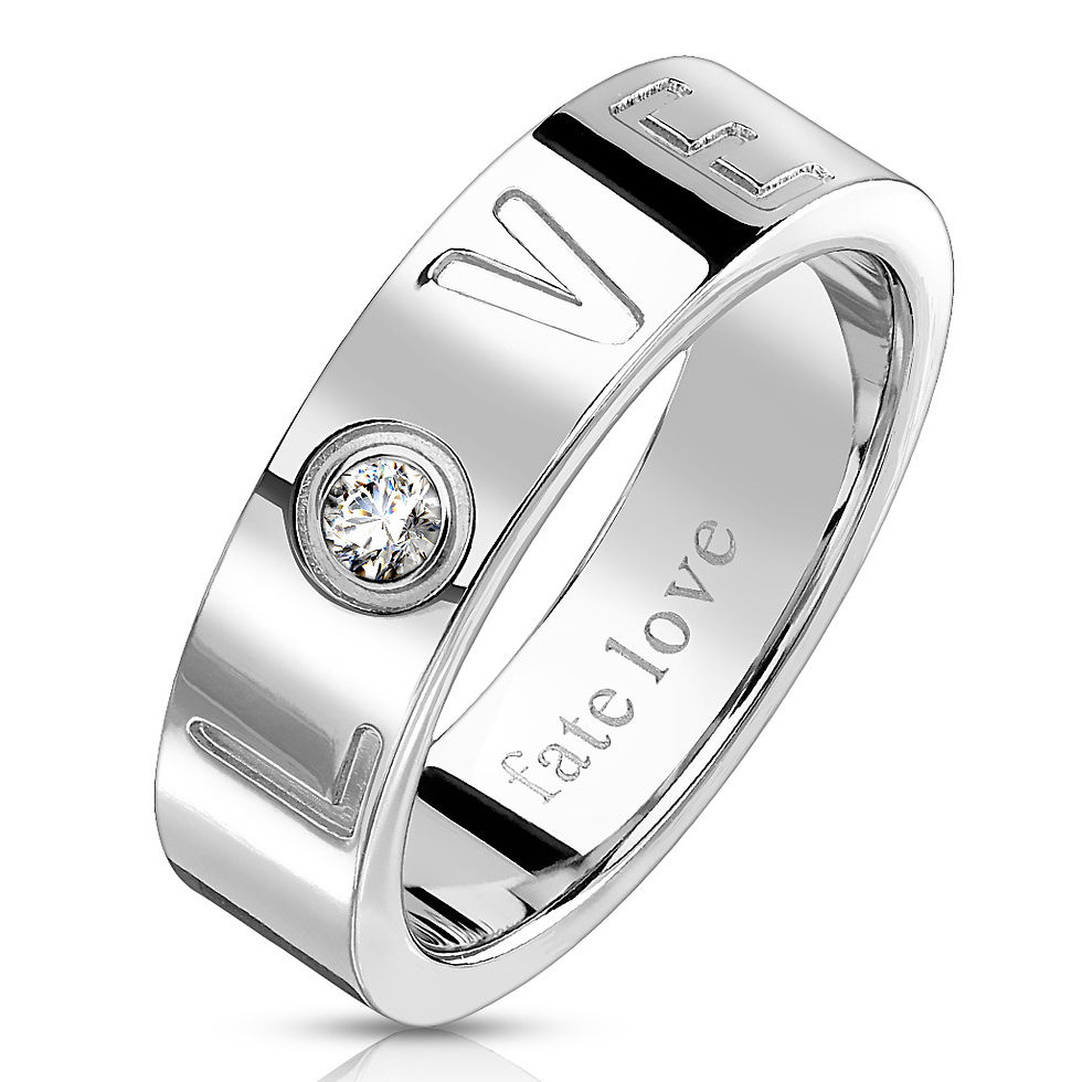 Thumbnail: STAINLESS STEEL LOVE EMBOSSED 6MM BAND MENS WOMENS RING