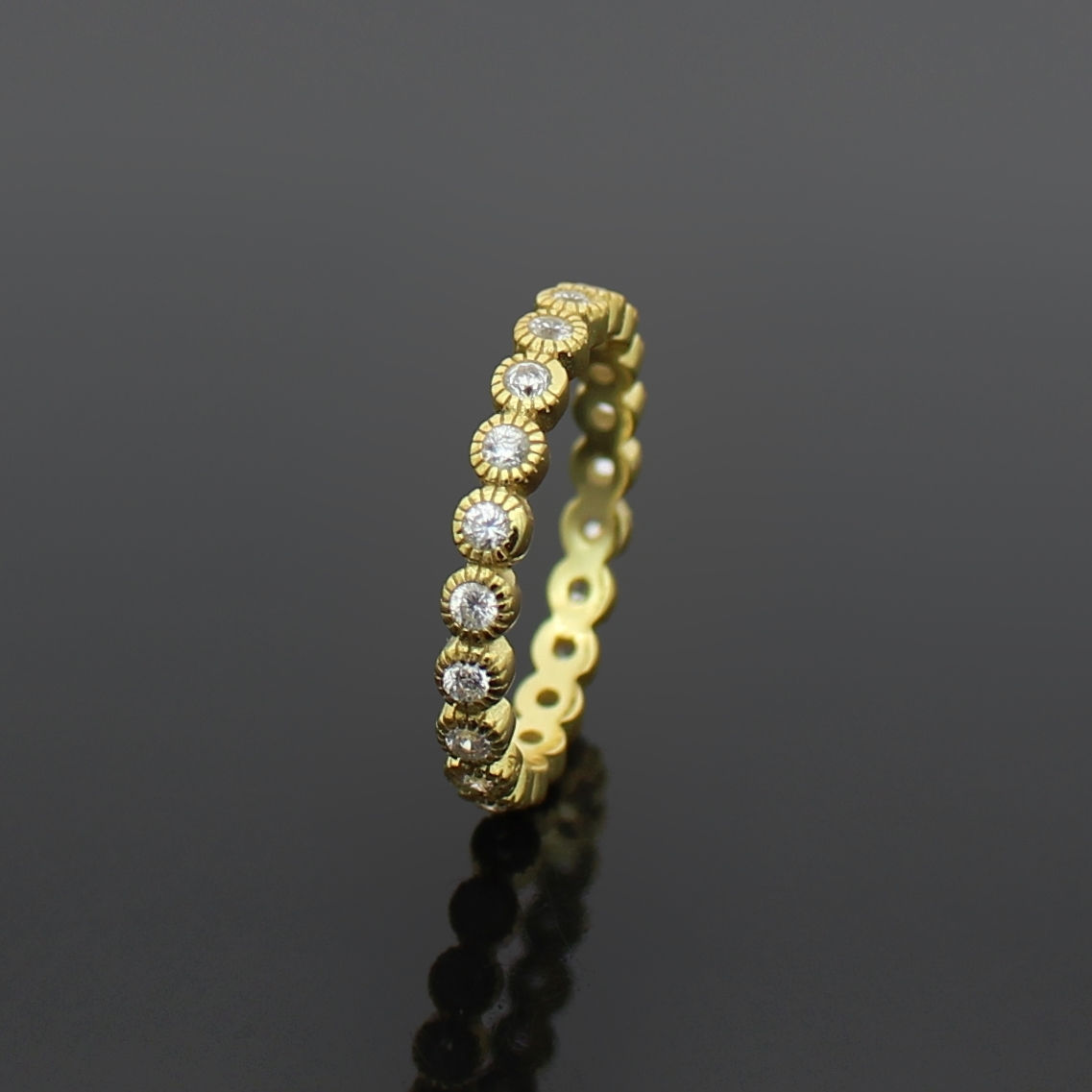 Diamond Yellow Gold Dot Eternity Band Ladies Womens Ring
