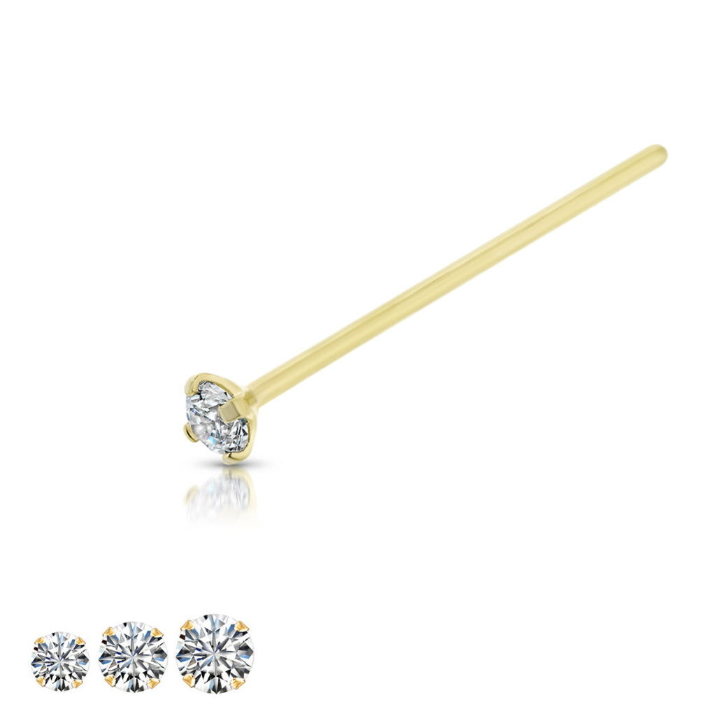 9ct YELLOW GOLD DIAMOND fishtail STRAIGHT PIN NOSE STUD