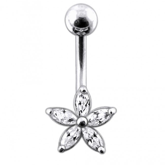 DIAMOND FLOWER BELLY RING