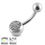サムネイル： CRYSTAL CLUSTER BELLY BUTTON NAVEL CURVED BENT BAR RING