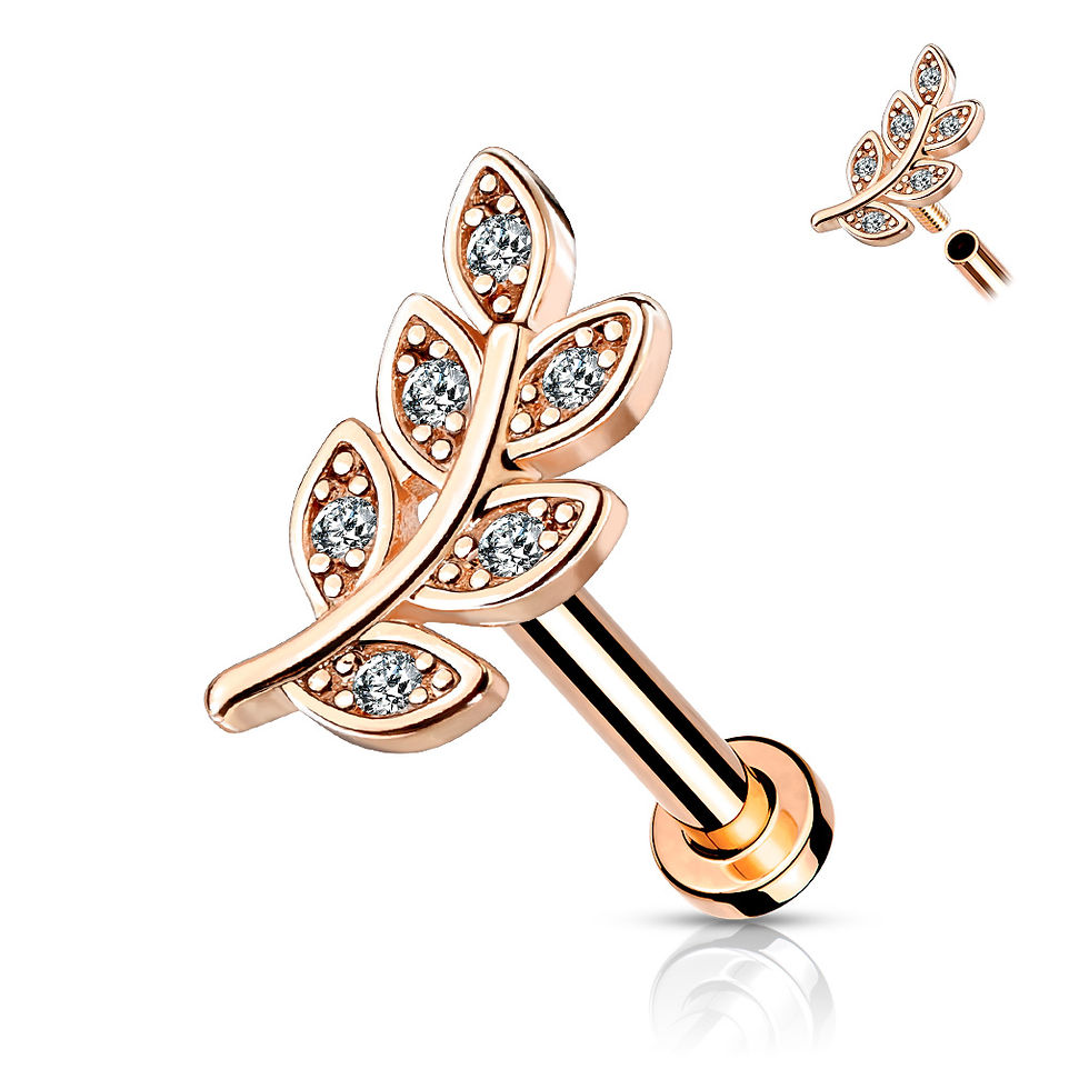 Thumbnail: Rose Gold Diamond Leaf Cartilage Stud