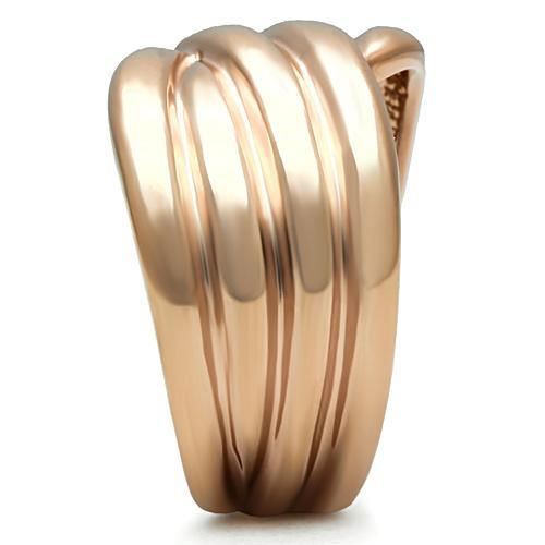 18CT ROSE GOLD IP QUAD LAYER BAND LADIES WOMENS RING