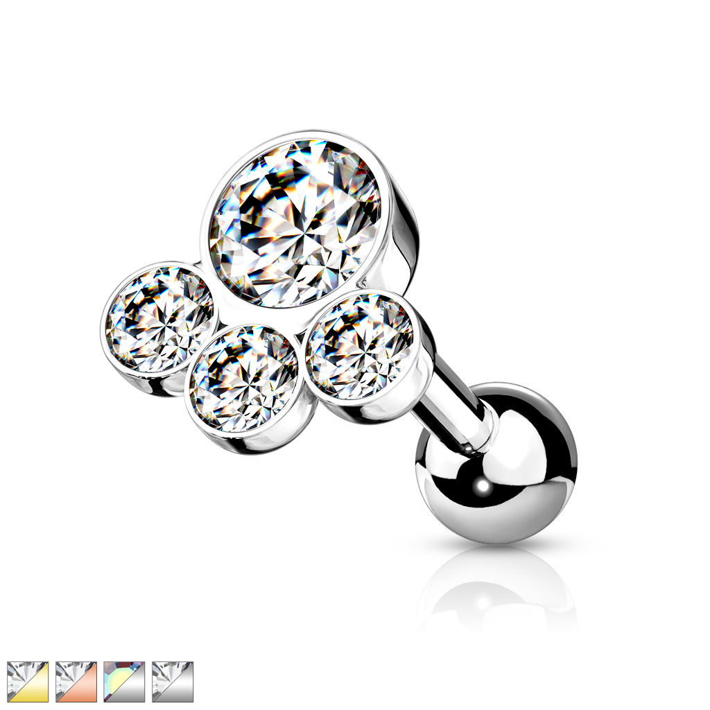Mother Jewel Dog Cat Paw Crystal Cartilage Labret Stud