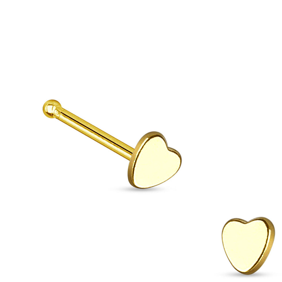 Mother Jewel Yellow Gold Heart Nose Piercing Stud