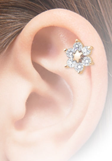 Miniature : Diamond Daisy Flower Cartilage Tragus Helix Stud