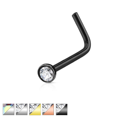 14K GOLD IP L SHAPED NOSE STUD