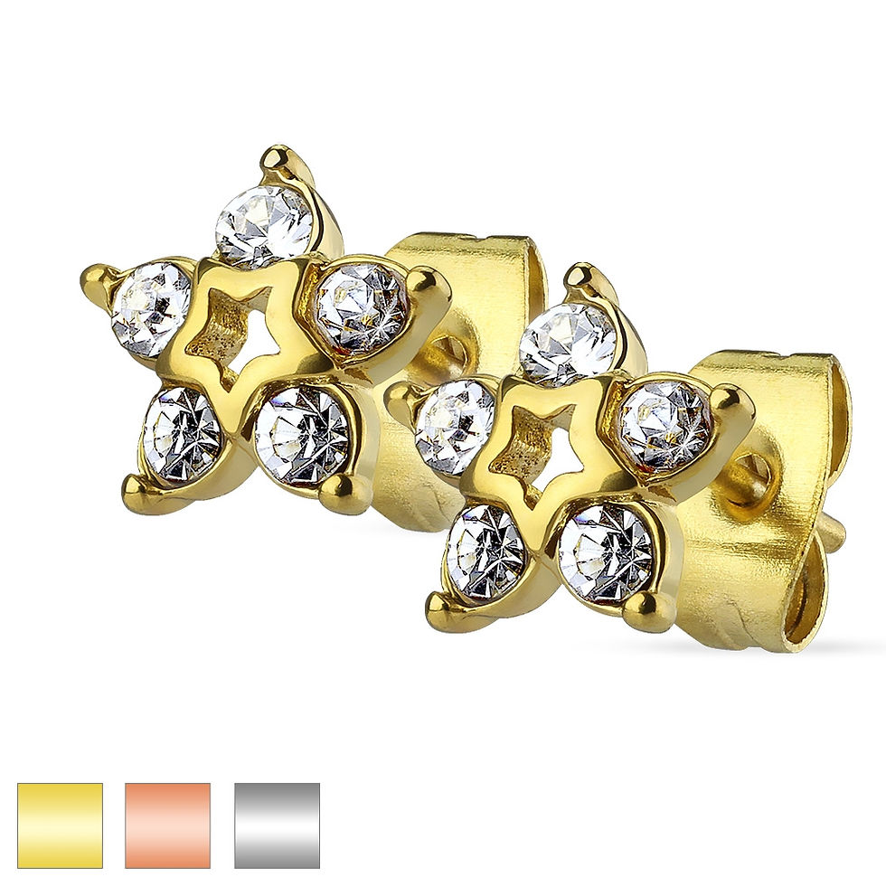 FLOWER SIMULATED DIAMOND PETAL STUD EARRINGS