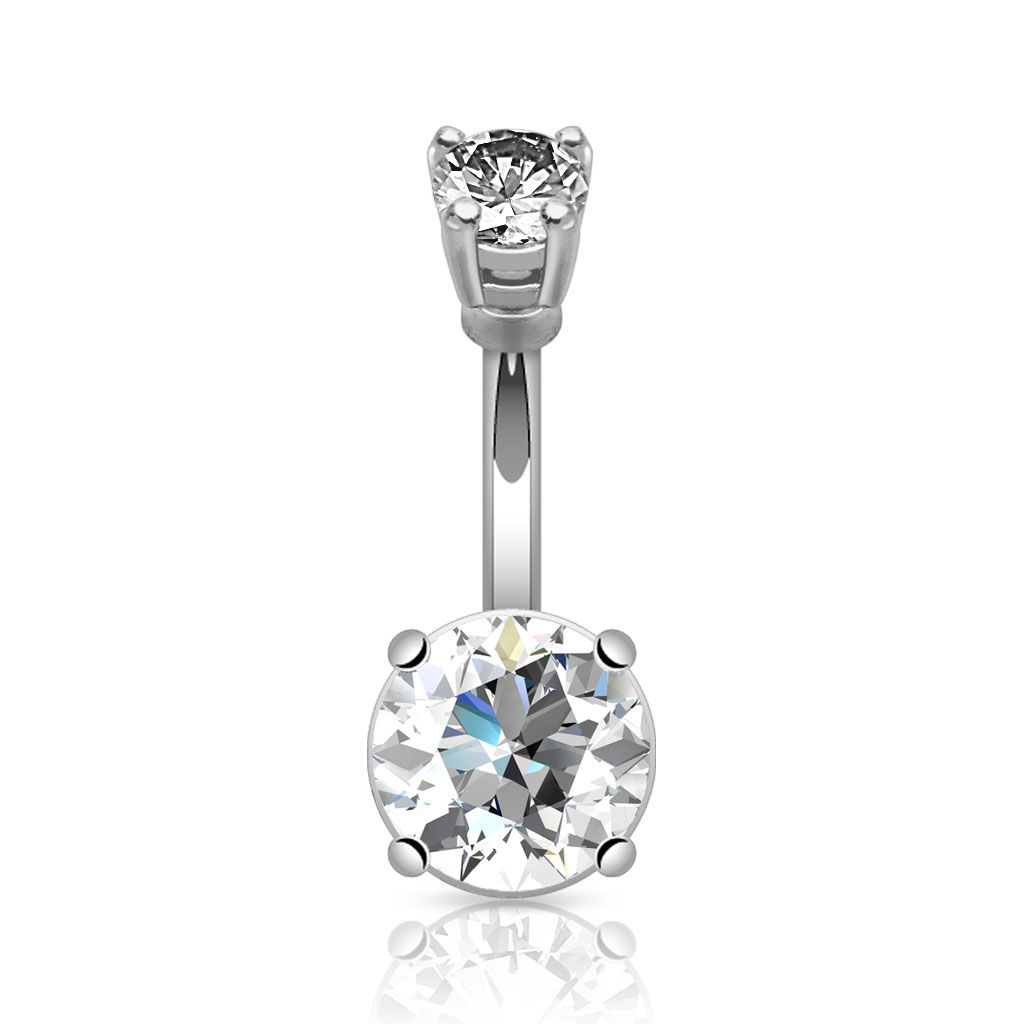 ROUND DIAMOND SILVER BELLY BUTTON NAVEL RING