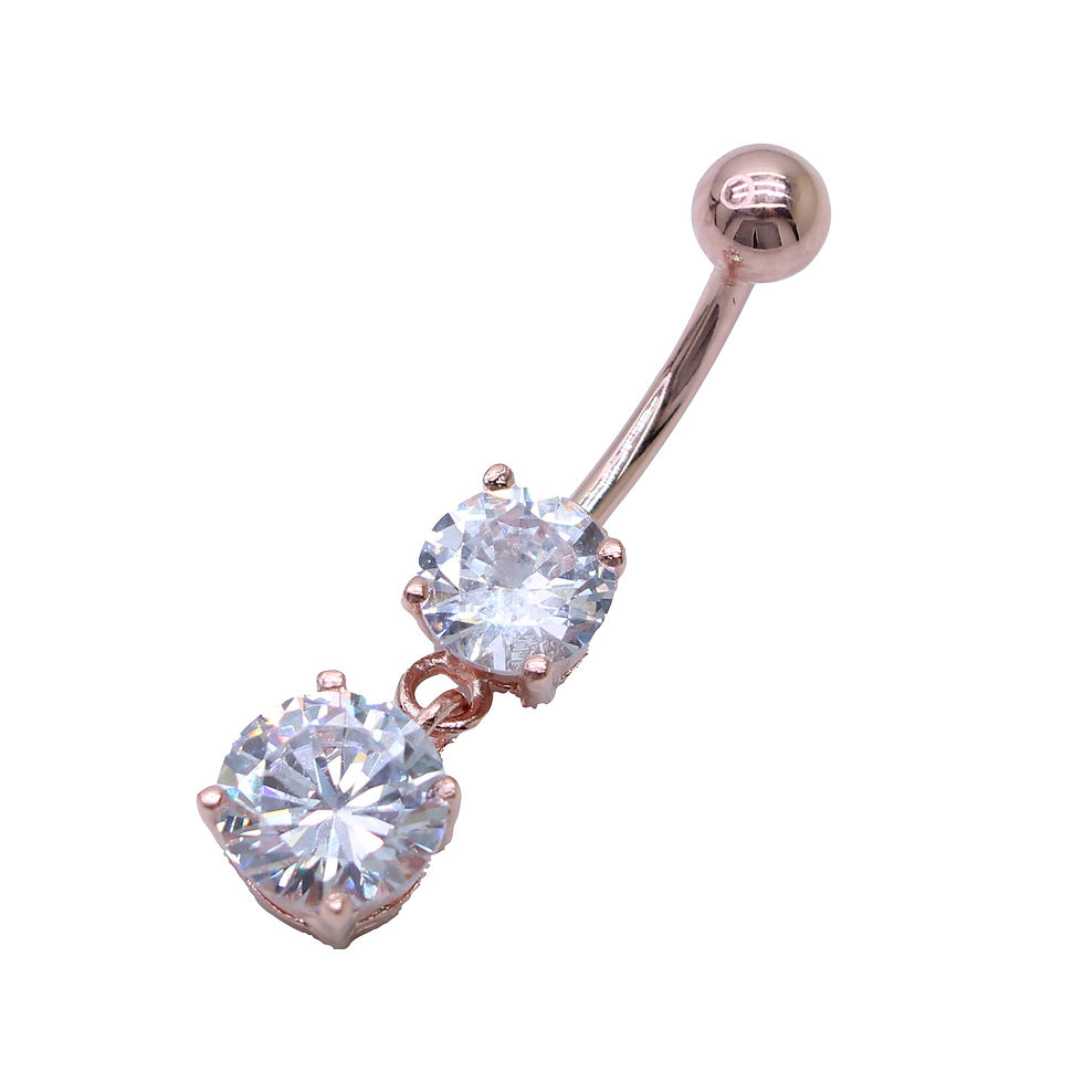 Thumbnail: Double Diamond Dangle Belly Button Navel Ring