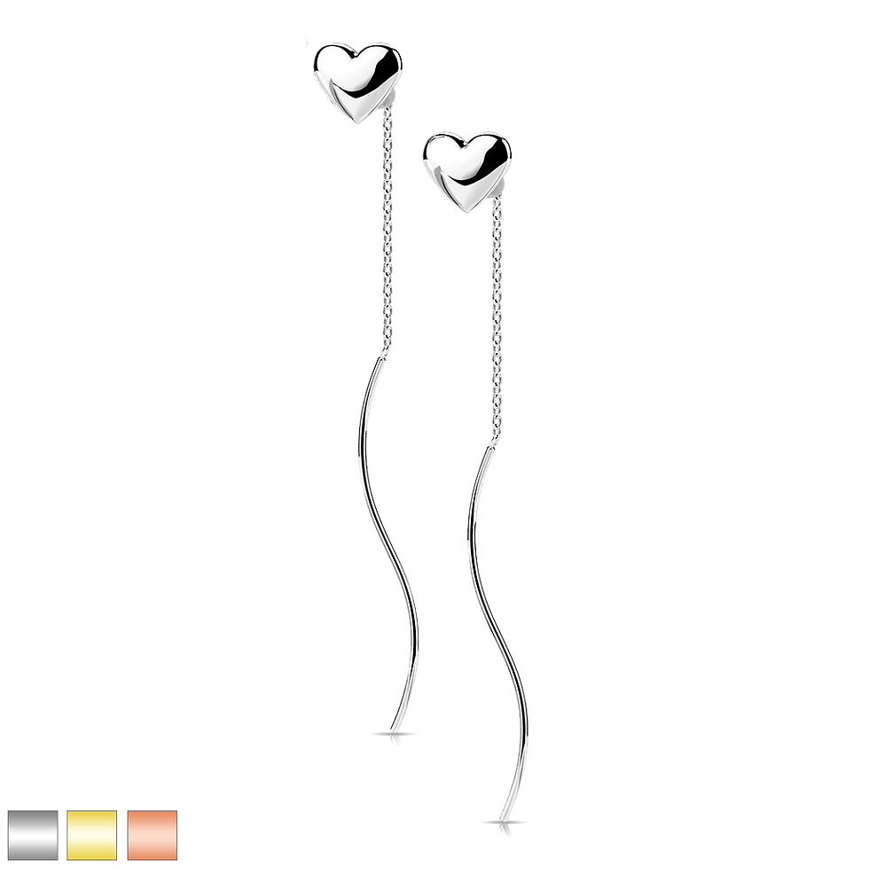 Wavy Thread Heart Dangle Threader Earrings