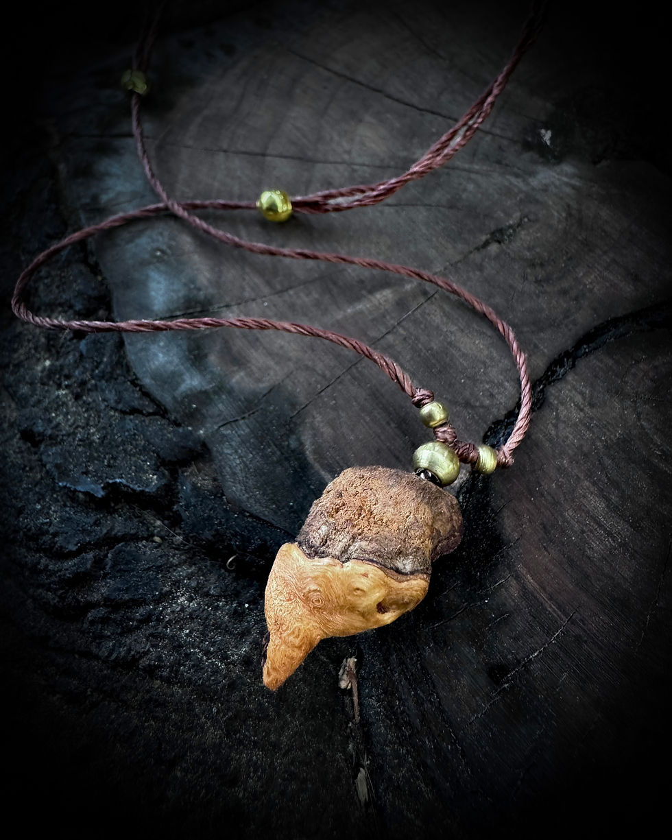 Miniaturbild: Halskette / Amulett mit Baumperle / Messing / Holz