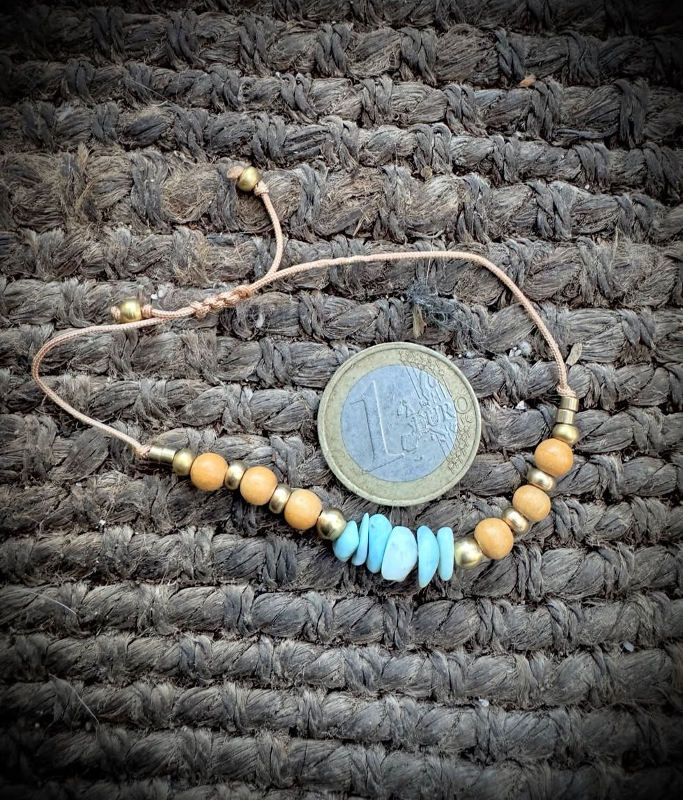 Miniaturbild: Armband mit  Larimar / Messing / Holz