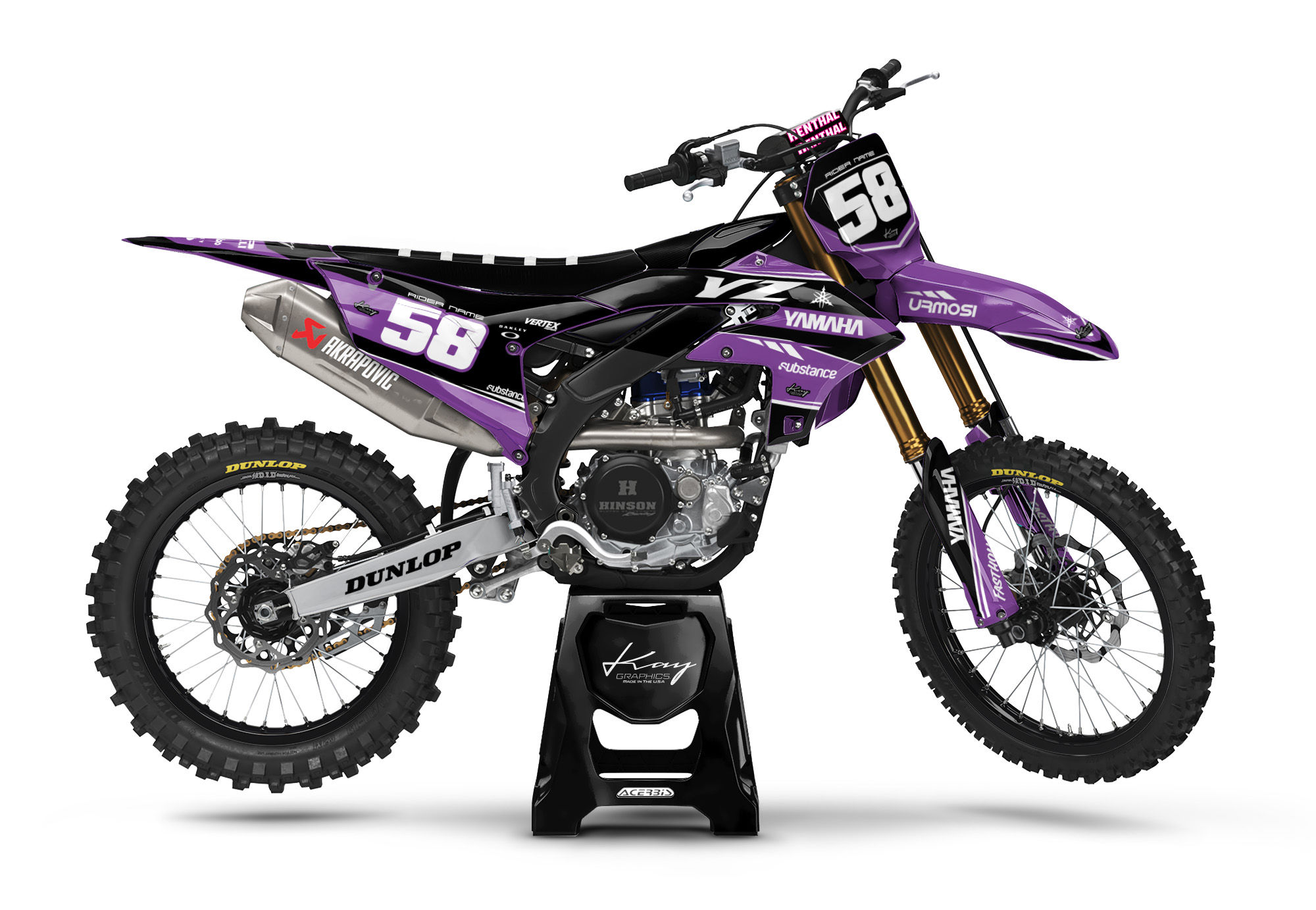 Yamaha Motocross Graphics Kit Dirt Bike YZ YZF TTR WR - Kirt Purple
