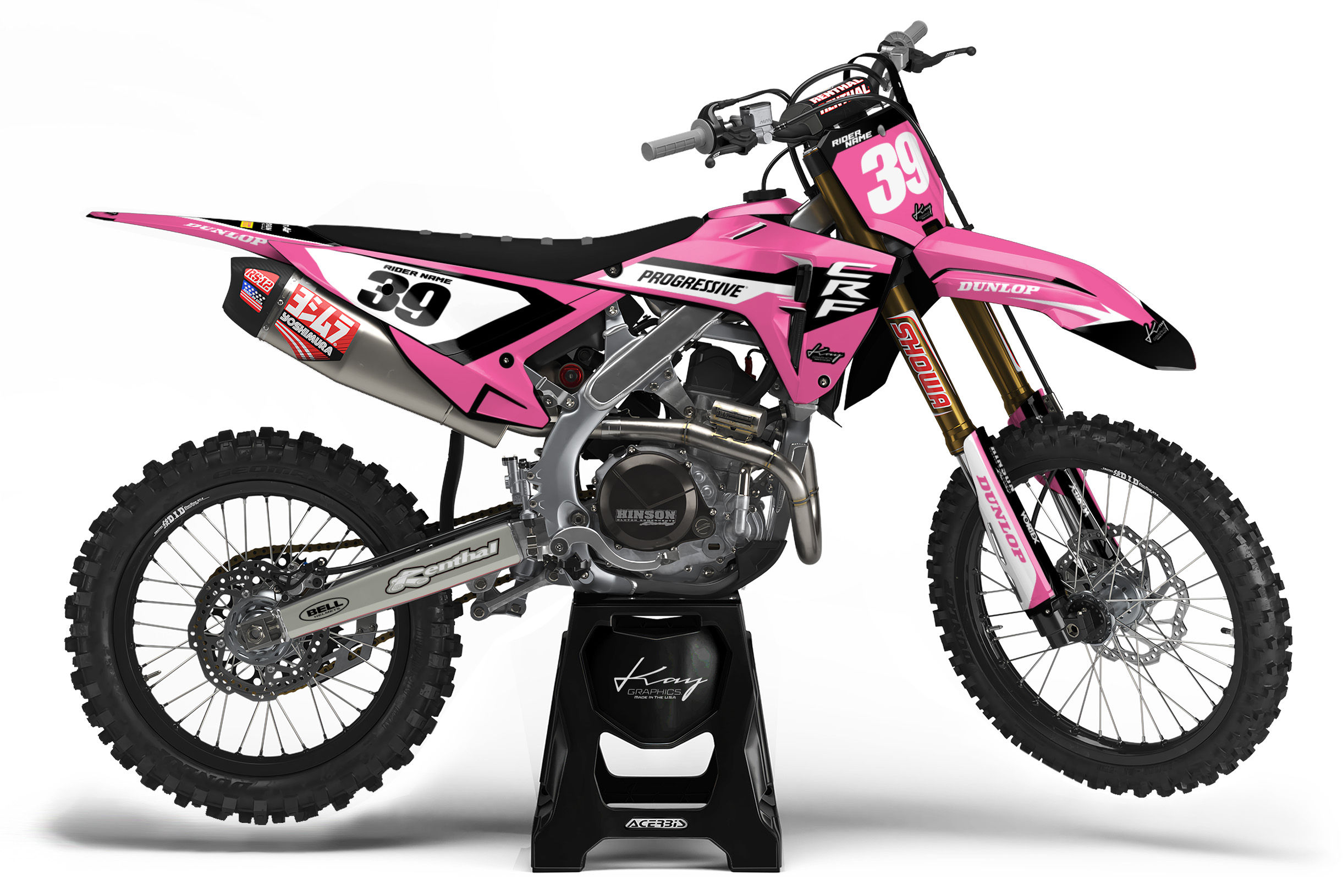 Honda CRF Motocross Graphics Kit Dirt Bike Decals CRF CR XR - Stane Pink