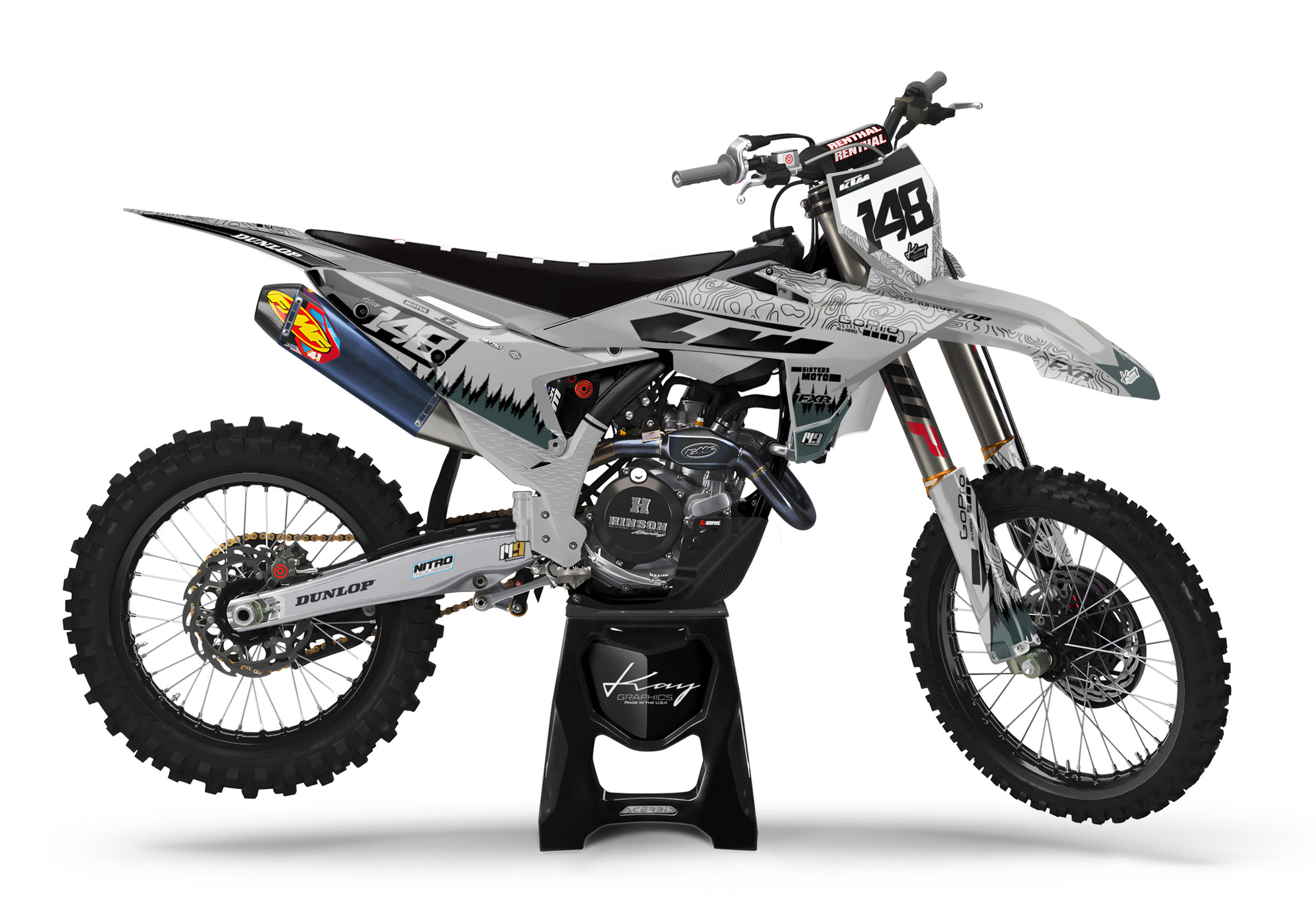 KTM Motocross Graphics Kit Dirt Bike KTM SX SX-F XC XC-F EXC - Reaper Grey