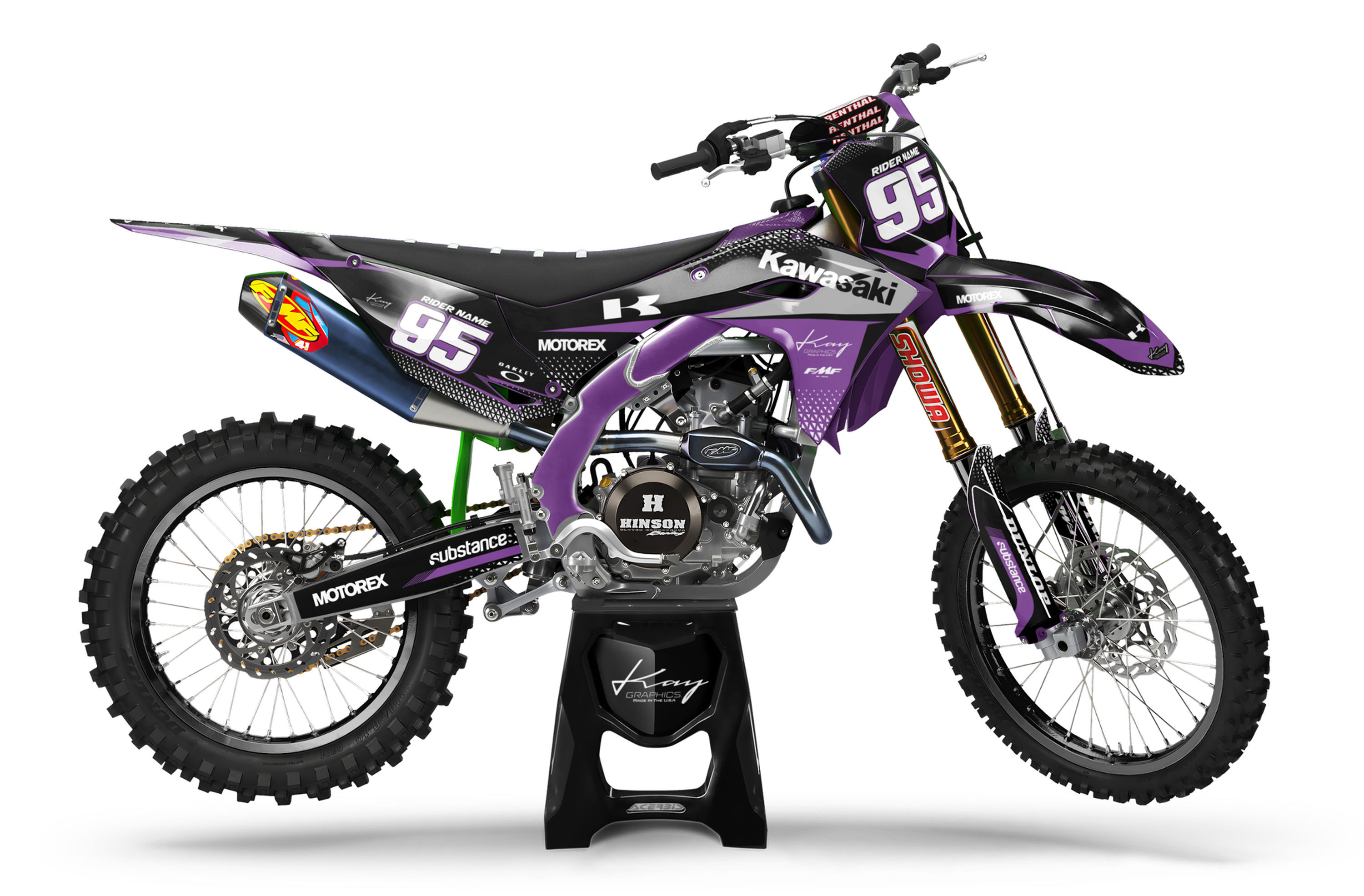 Kawasaki Motocross Graphics Kit Dirt Bike Kawasaki KX KXF KLX - Liz Purple