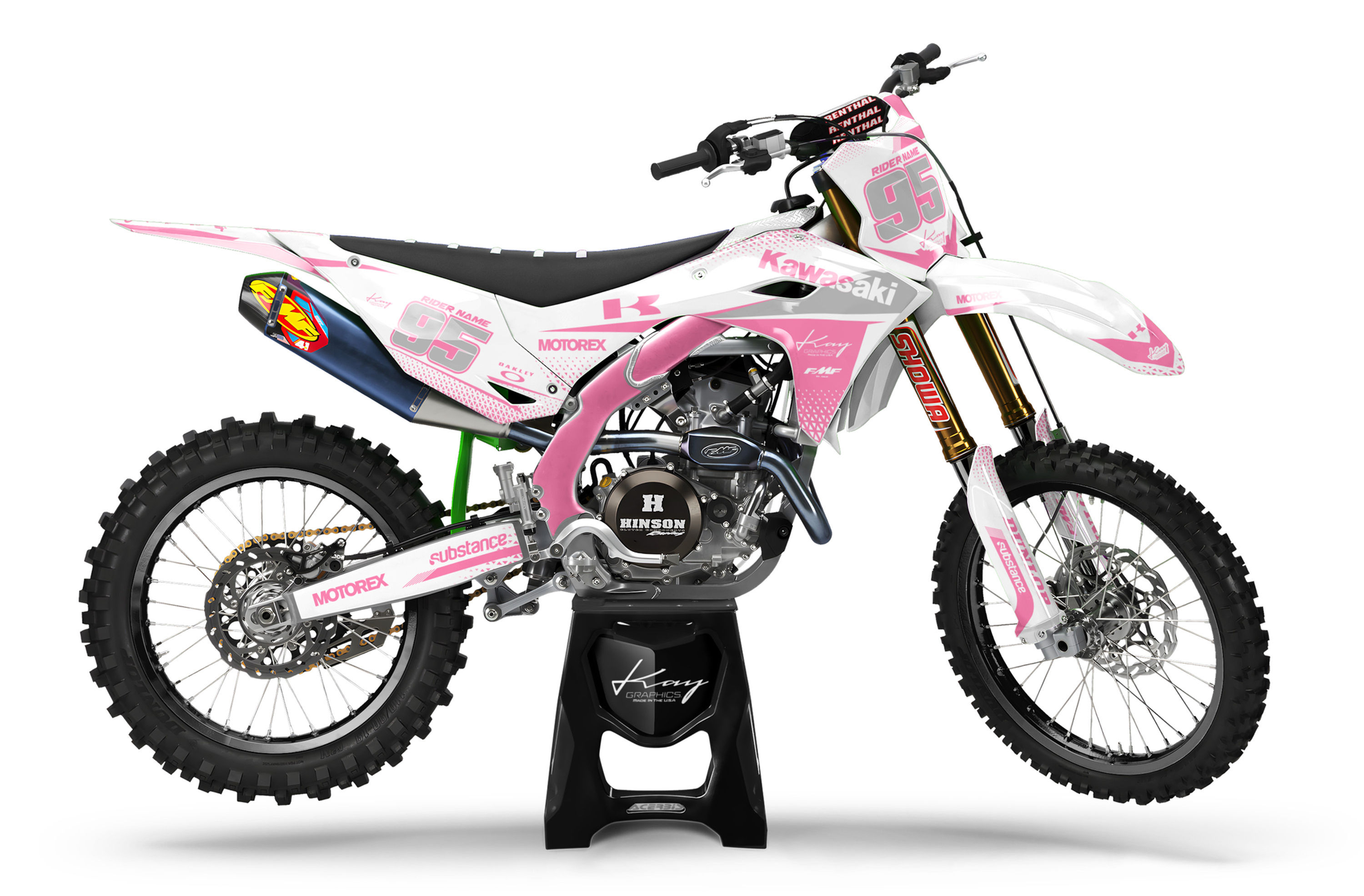 Kawasaki Motocross Graphics Kit Dirt Bike Kawasaki KX KXF KLX - Liz Pink