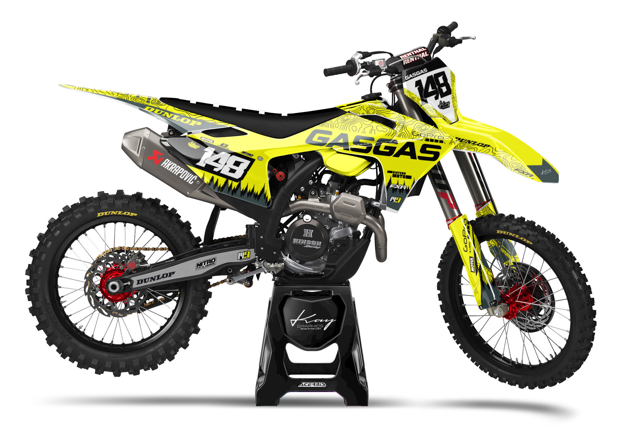 GasGas Motocross Graphics Kit Dirt Bike - Reaper Yellow