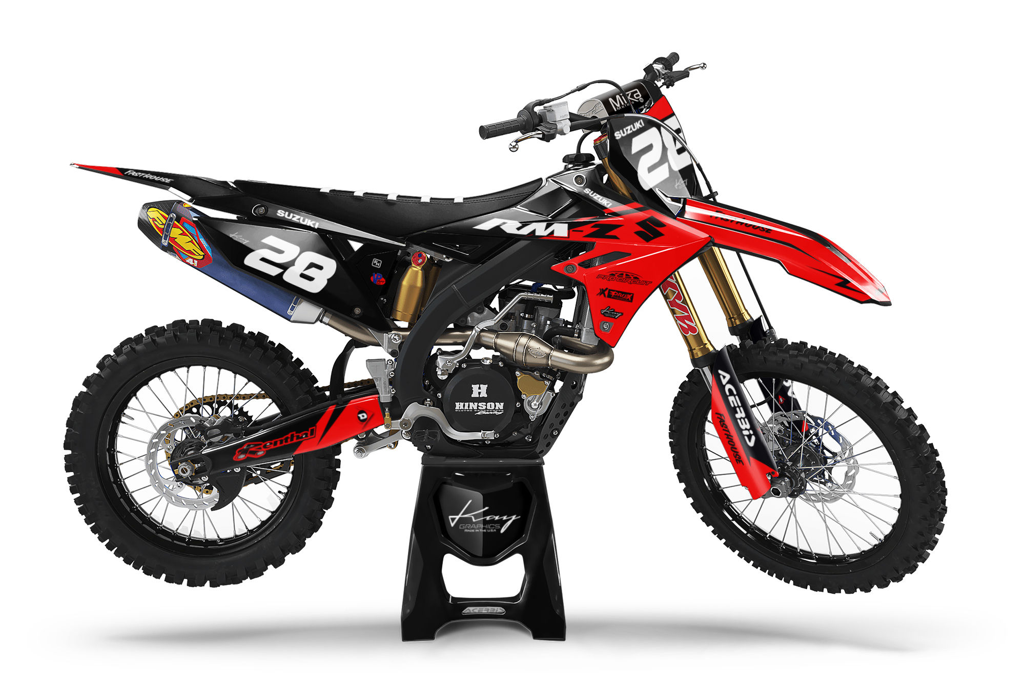 Suzuki Motocross Graphics Kit Dirt Bike RM RMZ DRZ - Karen Red