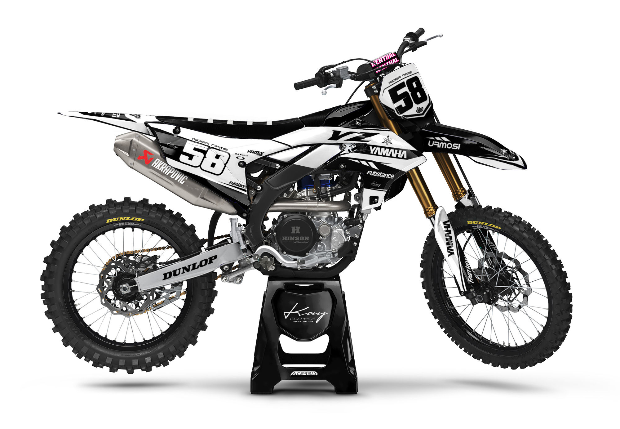 Yamaha Motocross Graphics Kit Dirt Bike YZ YZF TTR WR - Kirt White