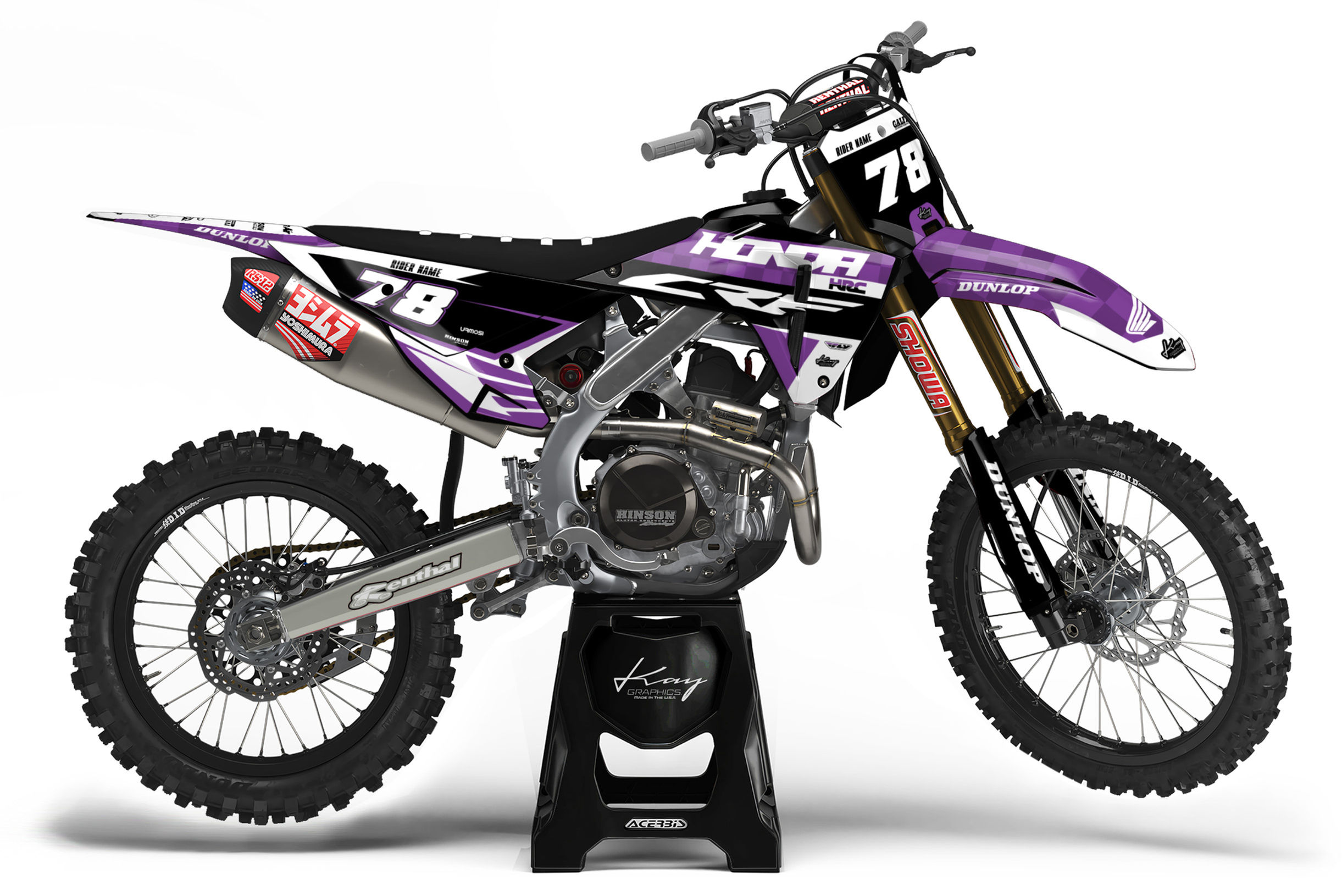 Honda CRF Motocross Graphics Kit Dirt Bike Decals CRF CR XR - Rage Purple