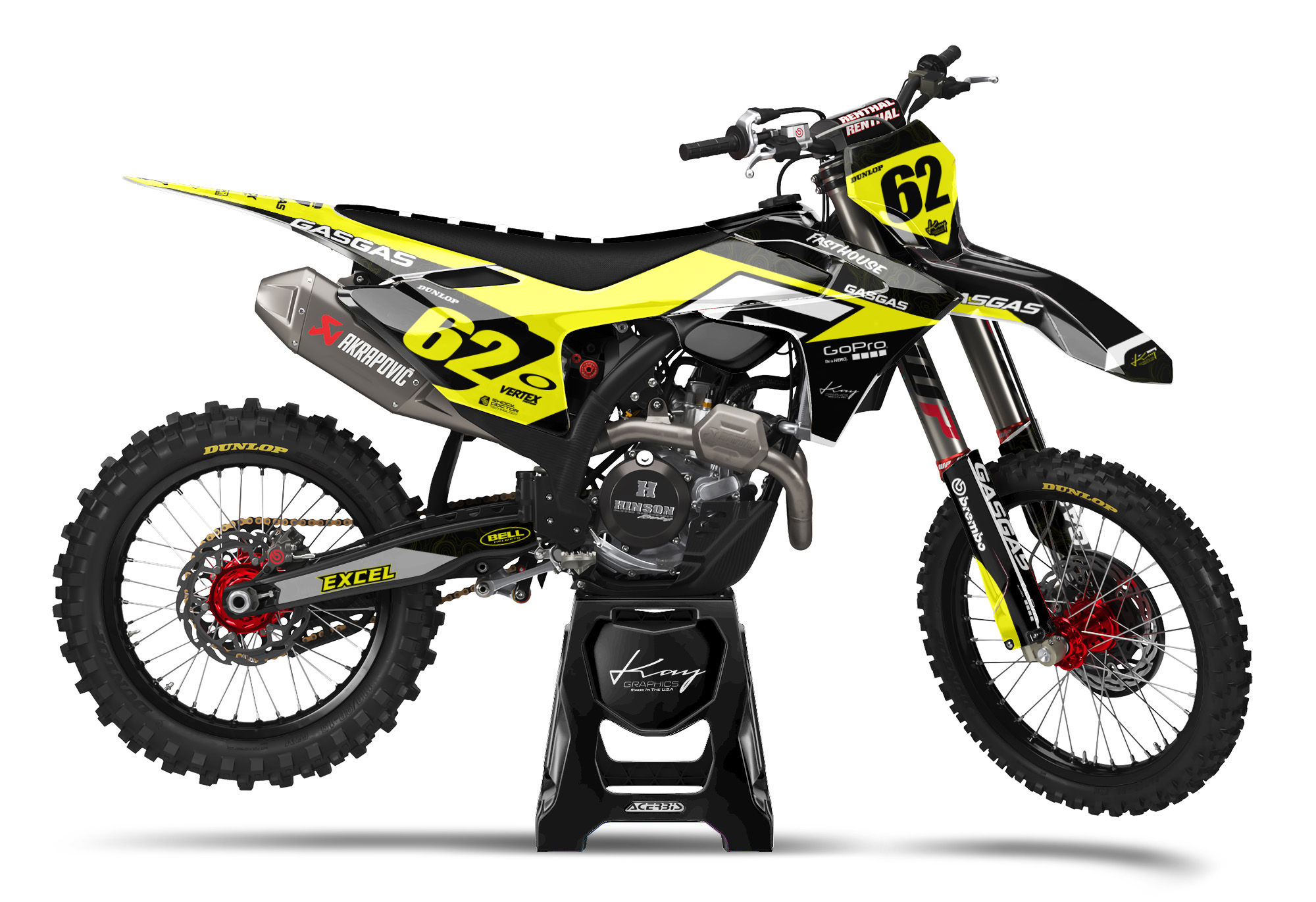 GasGas Motocross Graphics Kit Dirt Bike - Pamla Yellow