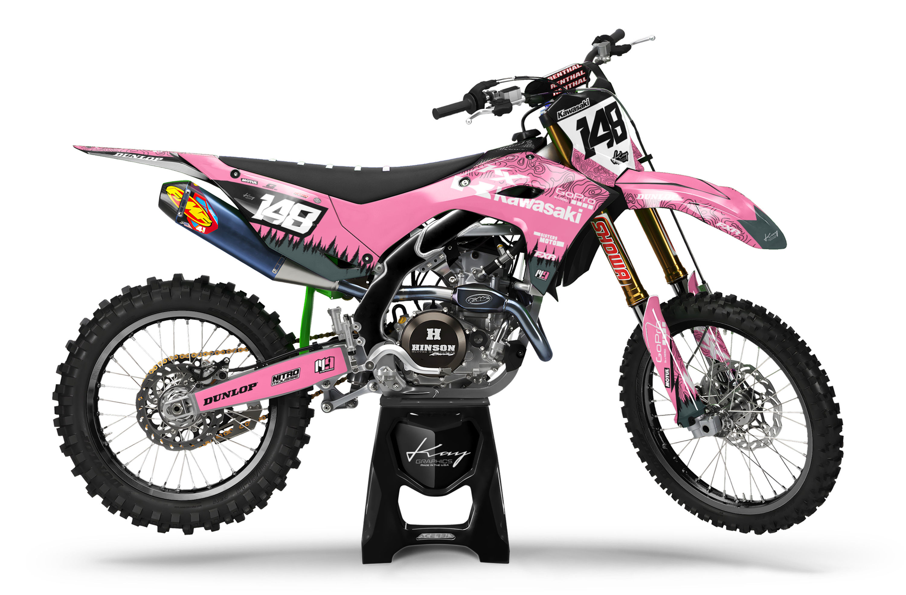 Kawasaki Motocross Graphics Kit Dirt Bike Kawasaki KX KXF KLX - Reaper Pink