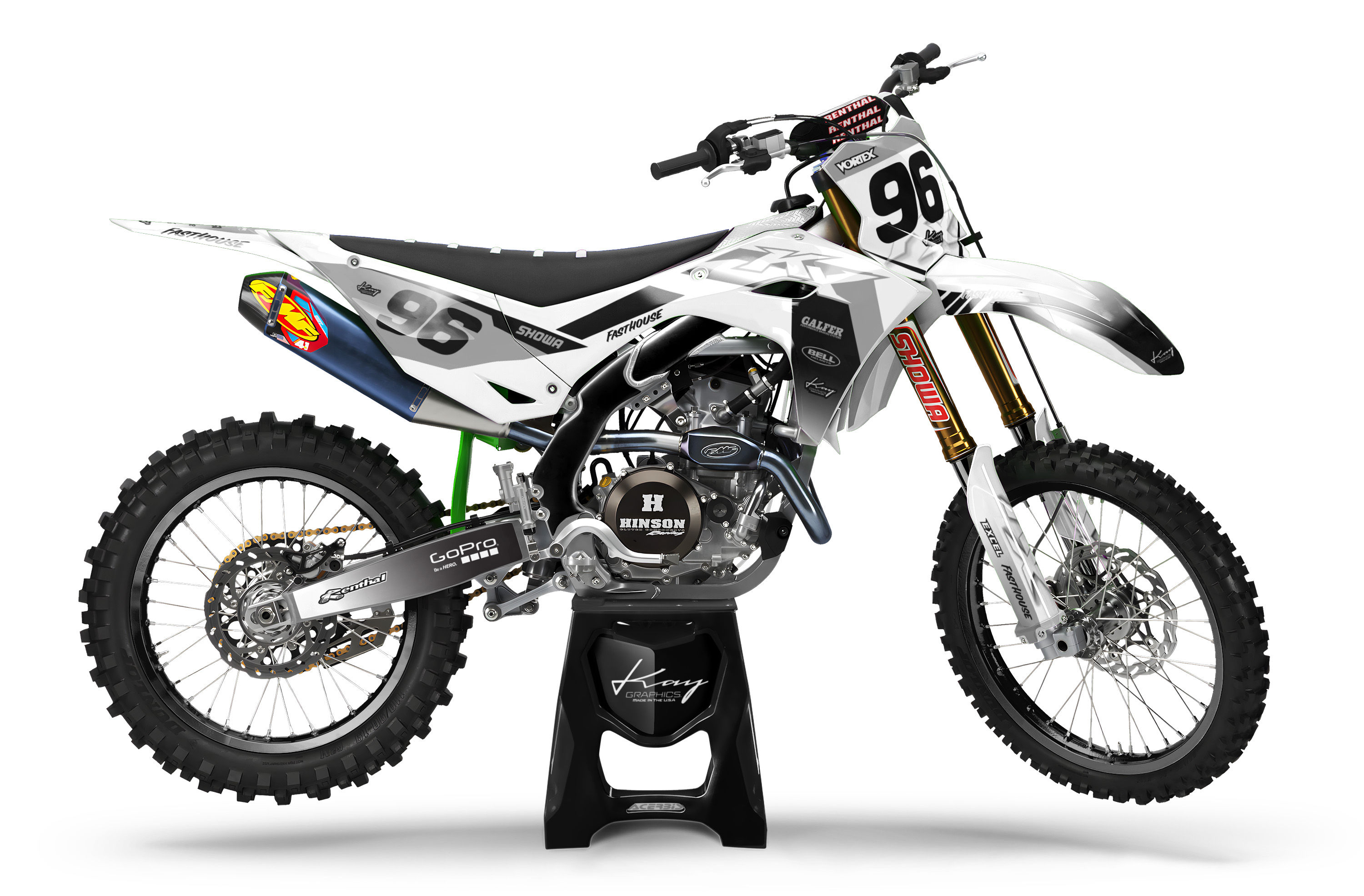 Kawasaki Motocross Graphics Kit Dirt Bike Kawasaki KX KXF KLX - Nork White