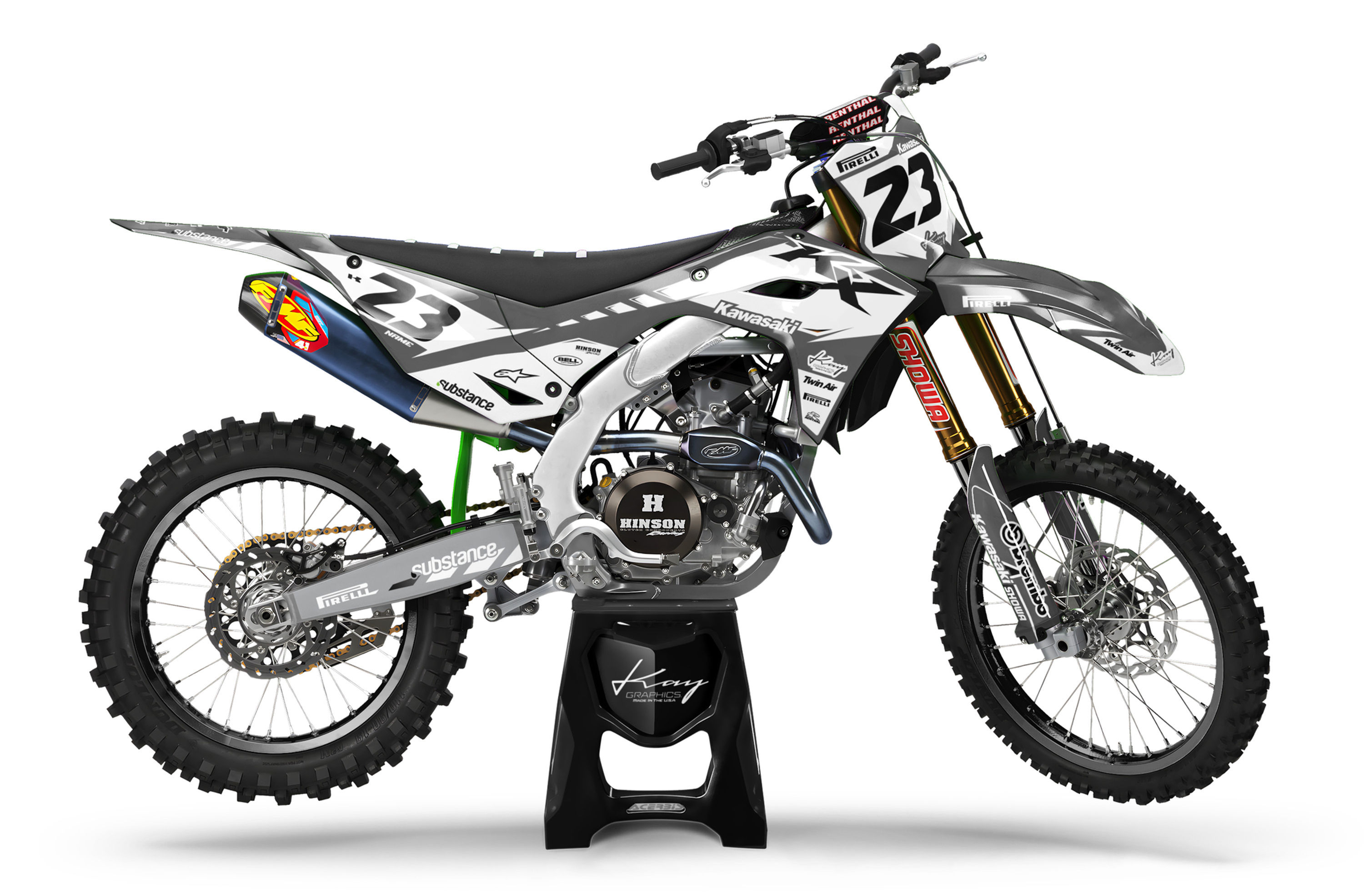 Kawasaki Motocross Graphics Kit Dirt Bike Kawasaki KX KXF KLX - Kilsa Dark Grey