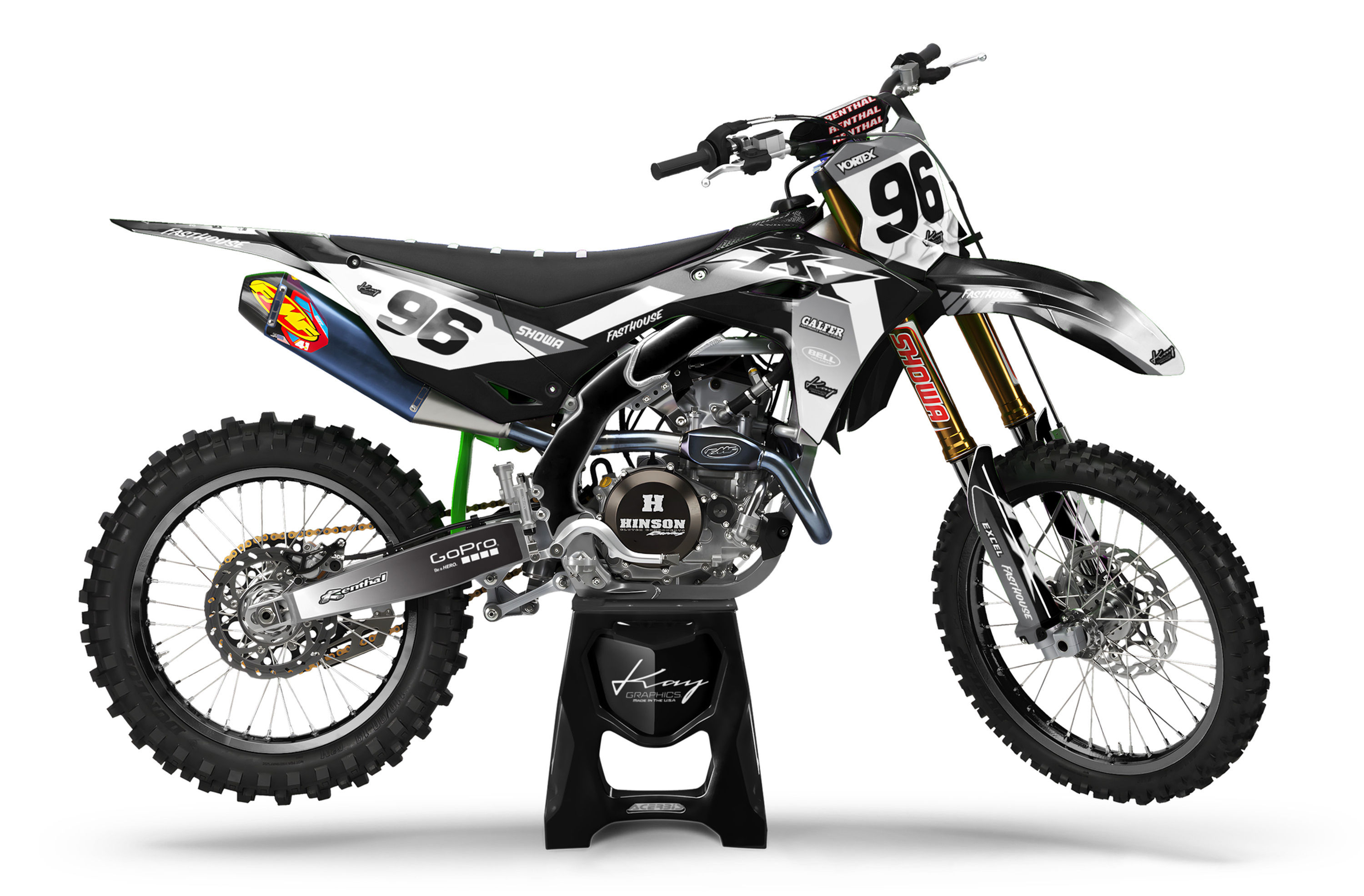 Kawasaki Motocross Graphics Kit Dirt Bike Kawasaki KX KXF KLX - Nork black
