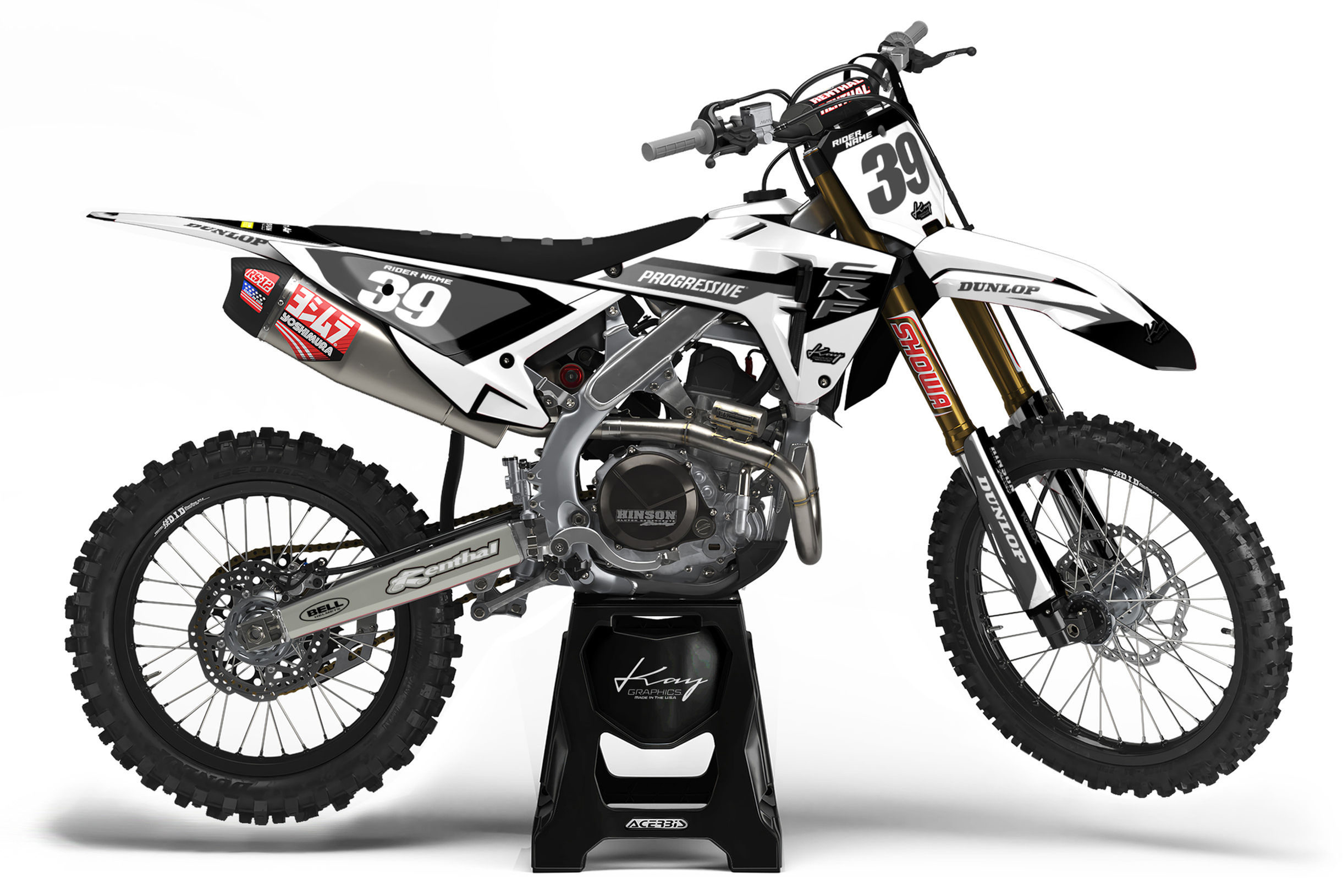 Honda CRF Motocross Graphics Kit Dirt Bike Decals CRF CR XR - Stane White Grey