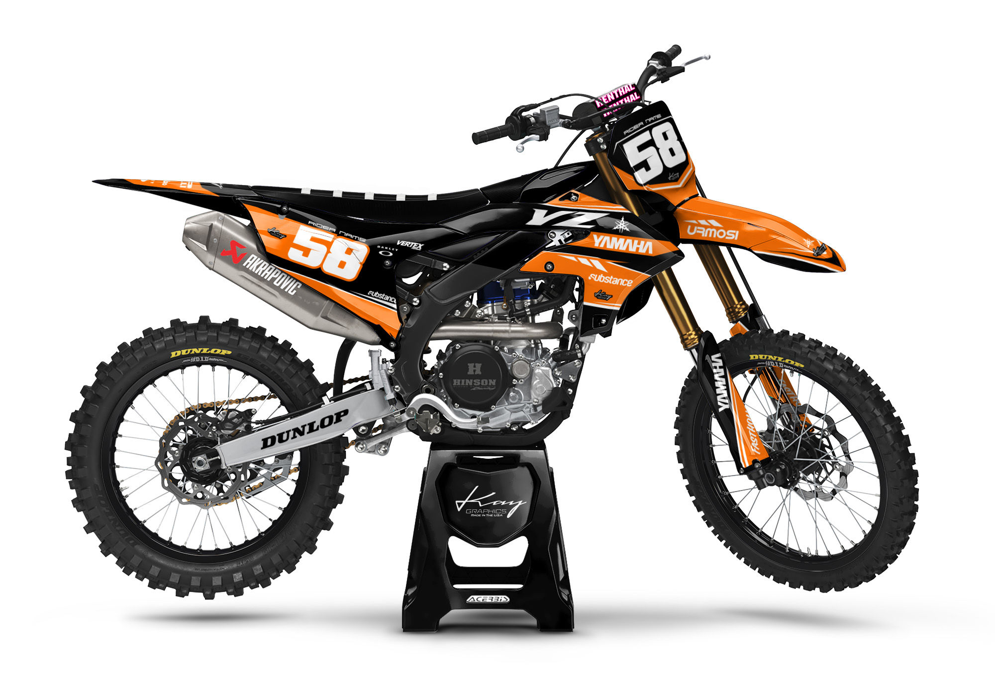 Yamaha Motocross Graphics Kit Dirt Bike YZ YZF TTR WR - Kirt Orange