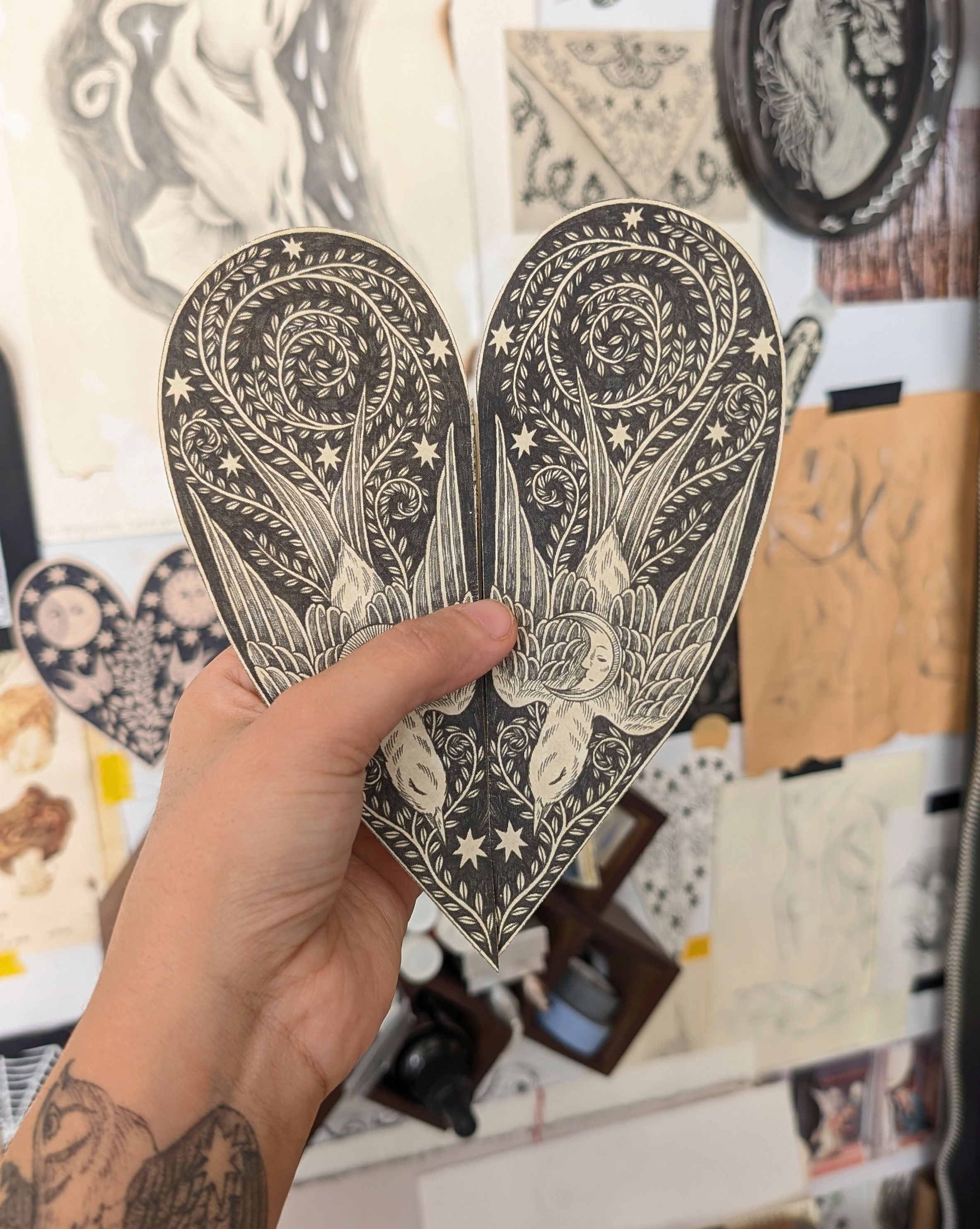 BUNDLE Heart Fold  Digital print and Template