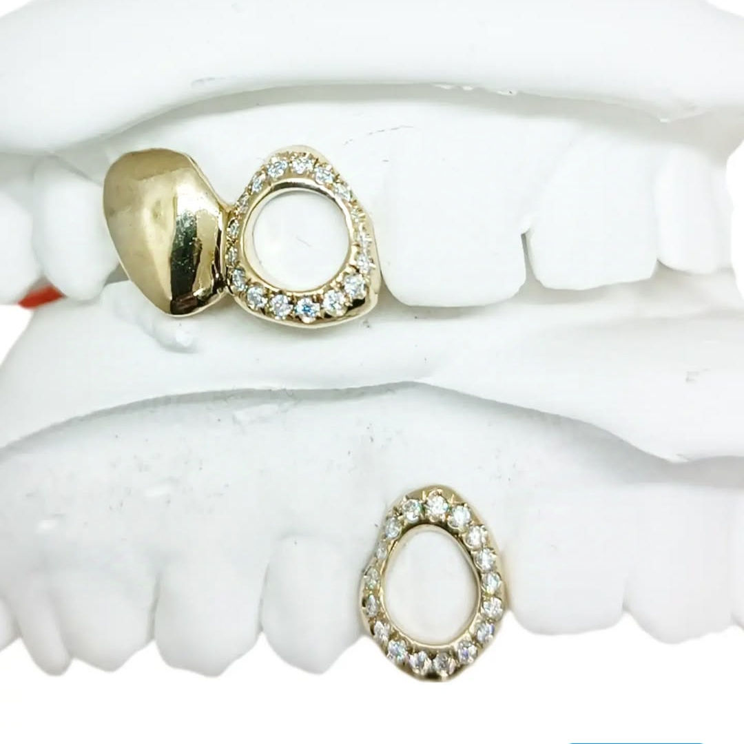 Grillz Open Moissanite ou Zirconium Argenté ou Doré
