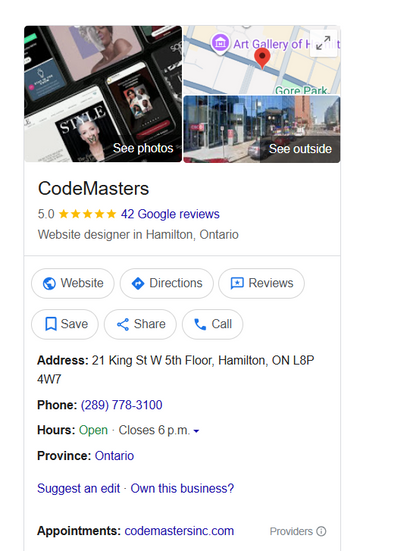 codemasters google profile reviews