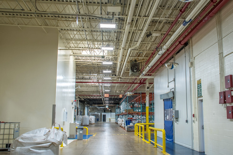 warehouse hallway with LED Lighting