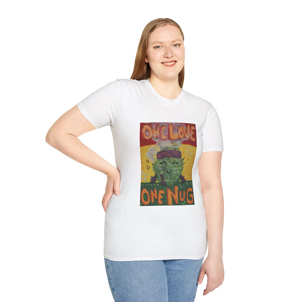 Unisex T-Shirt - Cute One Love One Nug Acrylic Painted Design, Canna Friendly