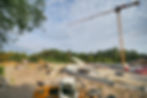 Luftansicht: Betonarbeiten am neuen Wasserbecken unter dem Riesenrad.
