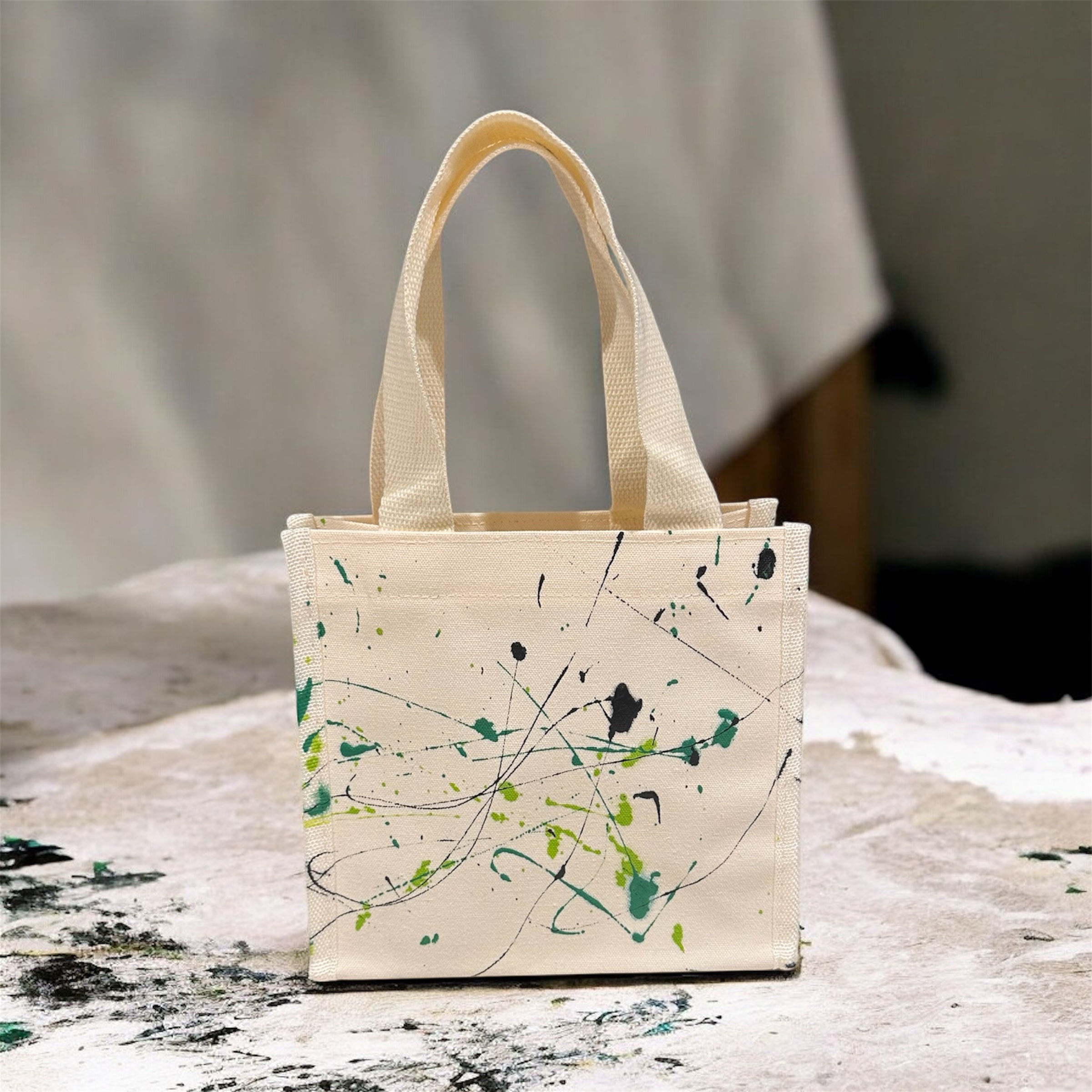 Abstract Tote Bag Teal/Green/Black
