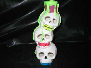 Skull stack w/dripping candle