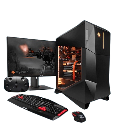 Gaming PC setup with illuminated RGB peripherals and high-performance components, perfect for immersive gaming experiences.
