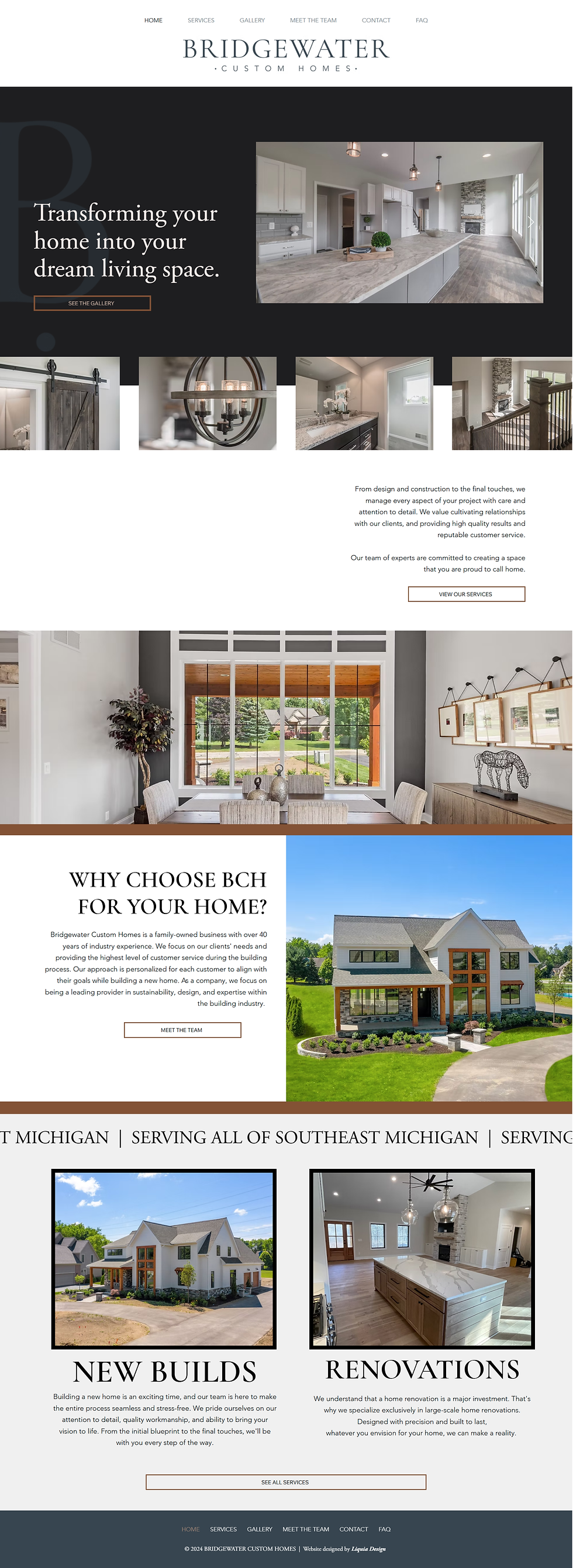 Custom website design for Bridgewater Custom Homes, a home builder and contractor serving Ortonville, Clarkston, and Northern Oakland County Michigan