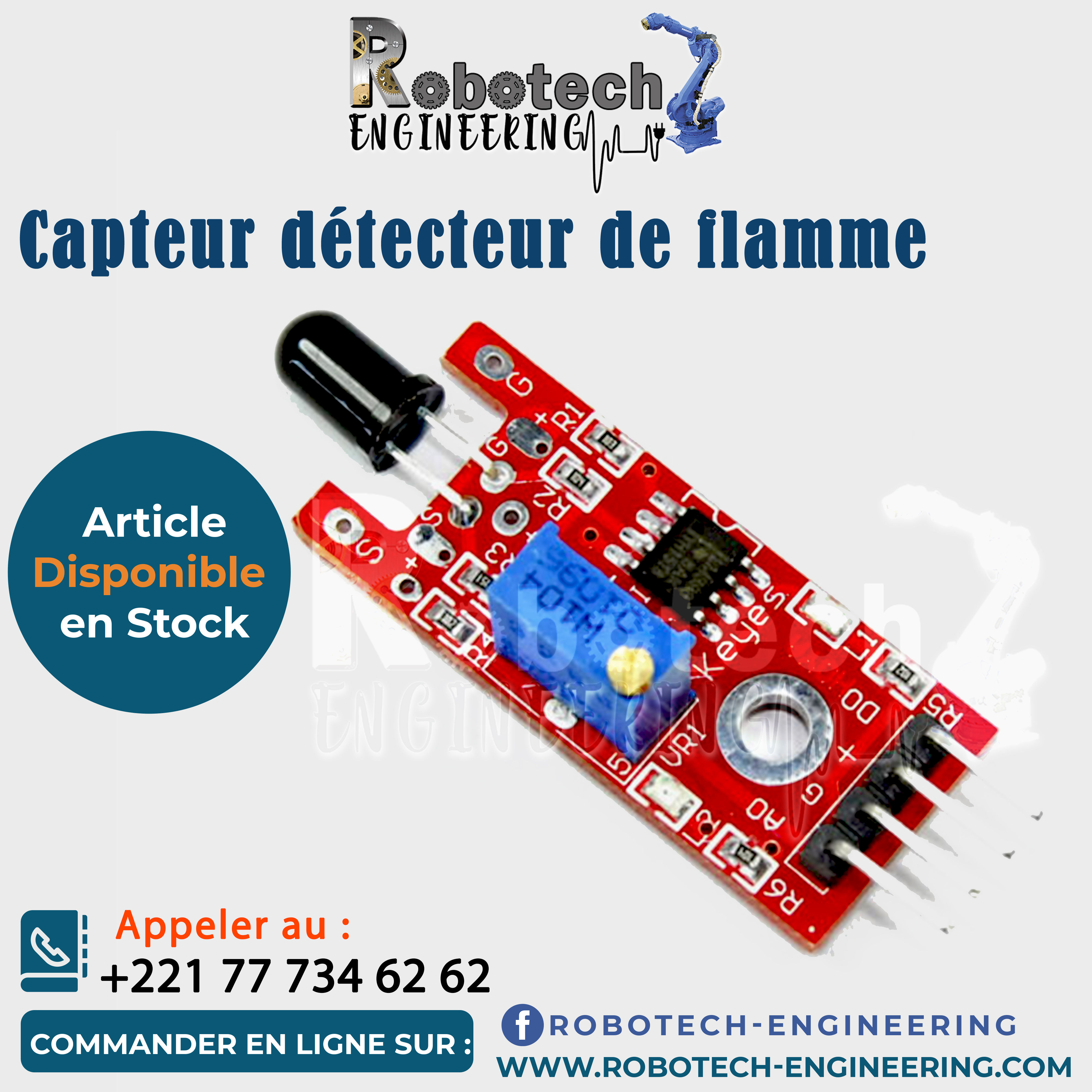 Capteur détecteur de flamme