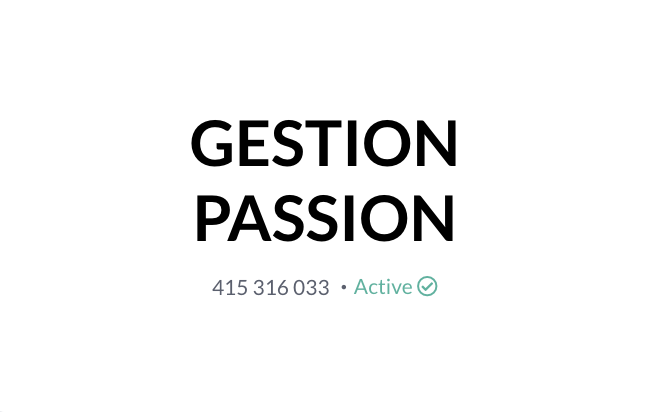 Logo Gestion Passion avec numéro 415 316 033 actif