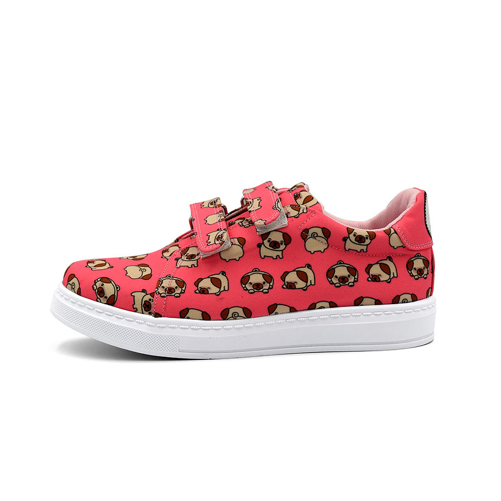 Tenis Perro Pug Rosa Velcro Ni–a