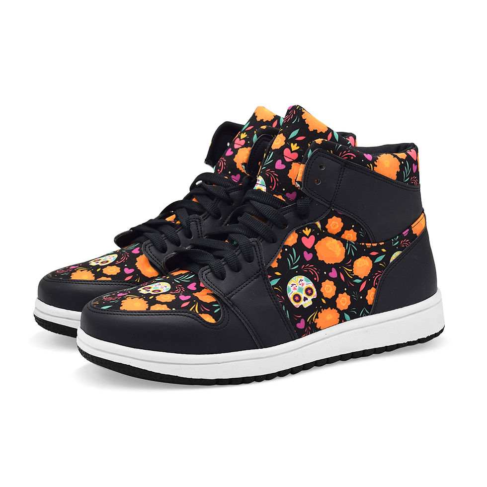 Miniatura: Tenis Calaveras y Cempasúchil  Día de Muertos Hi Top Bota