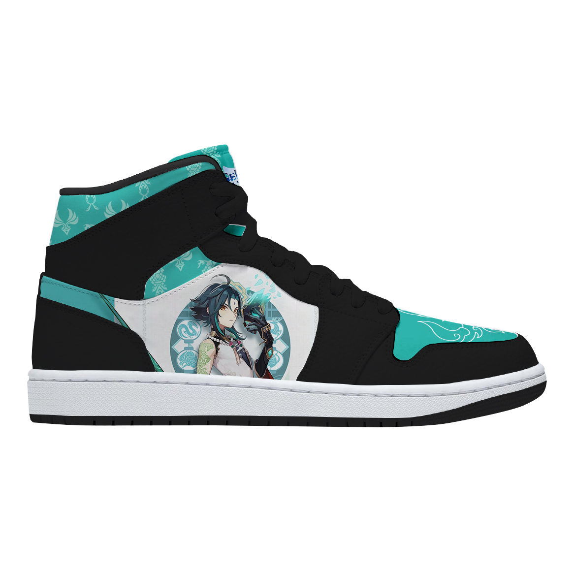Tenis de Xiao Negro y Turquesa Genshin Impact Bota Hight Top