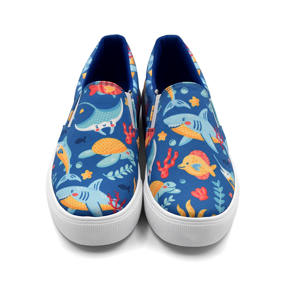 Miniatura: Tenis Azul Tiburones  Peces Mar El‡stico