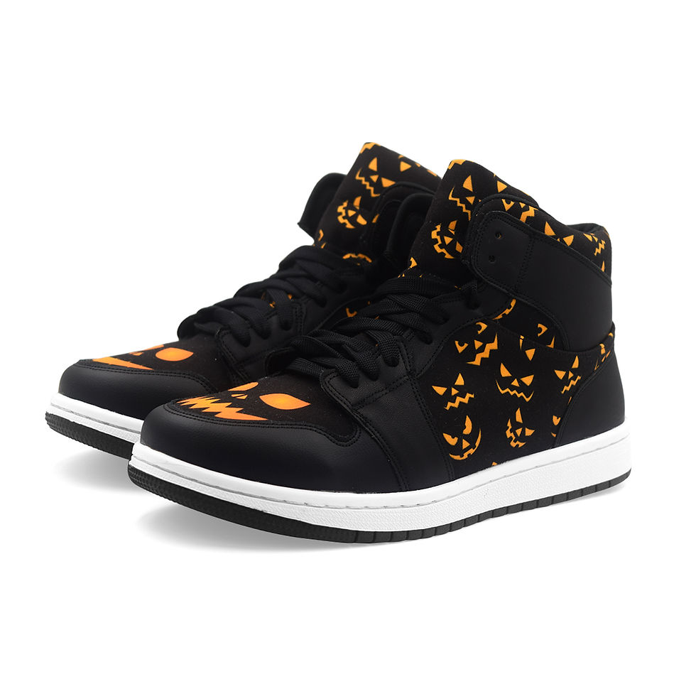 Miniatura: Tenis Negro Calabaza Cara Halloween Pumpkin Bota Hi Top